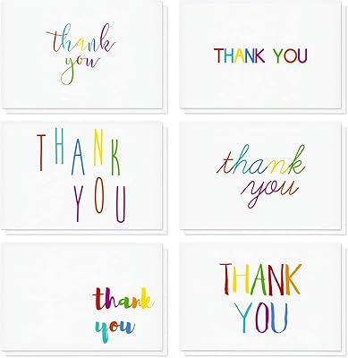 JUVAL thank you cards - 48 pieces of thanks, set of loose thanks - virgin interior, 6 patterns of rainbow colors - includes thanks and envelopes, 4 x 6 inches.. Experience the convenience of online shopping with DIAYTAR NIGERIA's reliable 5-8 day delivery service.
