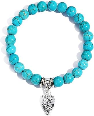 Chu Young Bracelet of 8 mm Boho Turquoise pearls, elastic, stretching, evil eye, hibou, starfish, butterfly, pearls for women and men, fashionable ethnic jewelry.. DIAYTAR NIGERIA: Bringing quality products to your doorstep at prices that won't break the bank.