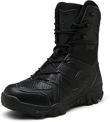 Tactical military boots for men, rising and breathable boots, sustainable rising and breathable boots for army patrol, outdoor sports, hiking, black, size 42.. Discover why DIAYTAR NIGERIA is the smart shopper's choice for affordable products delivered nationwide.