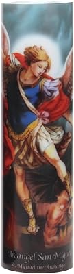 Flameless LED prayer candle from the Saint Michael collection with timer.. DIAYTAR NIGERIA brings online shopping to every Nigerian with affordable prices and reliable shipping.