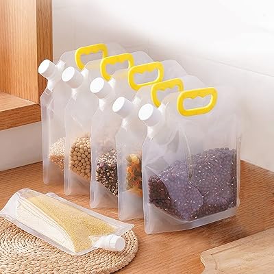Multigrain storage bags, sealing bag resistant grain humidity, food storage pockets, hermetic packaging bags, reusable storage and standing for cereals, rice, beans, candy, liquid storage, 5 parts (1.5 l).. Discover endless shopping possibilities at DIAYTAR NIGERIA, with budget-friendly prices and reliable delivery.
