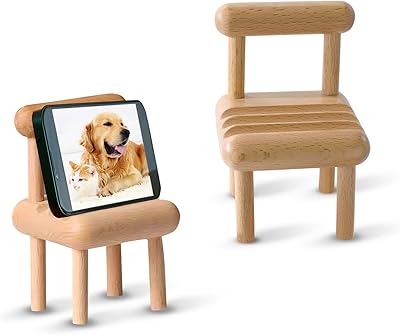 SIUSI Mobile phone support in two -piece wooden bedside table, mobile phone support for tablet, small creative chair support, mobile phone support for desktop decoration.. From fashion to electronics, DIAYTAR Nigeria brings it all to your doorstep — fast, easy, and affordable.
