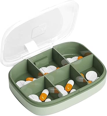 Organizer of travel pills with 6 -resistant humidity sections, small pills box for pocket and daily handbag, portable travel bag for medicines and vitamins, green.. DIAYTAR NIGERIA: Bridging the gap between consumers and quality products with affordable nationwide shipping.