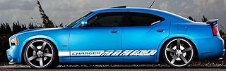 ASAP Dodge Charger Sticker with side stripes, door sticker (shiny white, 75 "x 5.5").. DIAYTAR NIGERIA redefines convenience with our diverse marketplace and affordable nationwide shipping.