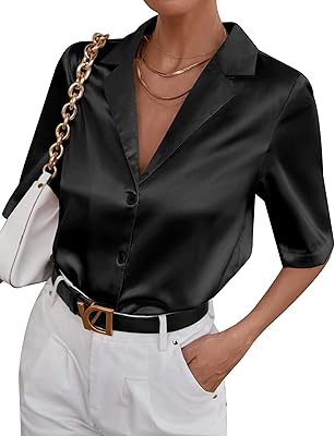 Short-sleeved satin blouse for Women's Detailed Work and Bureau Size S-XXL.. Experience the joy of convenient shopping with DIAYTAR NIGERIA's vast selection and quick delivery service.