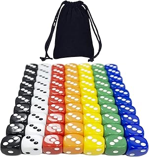 Dice game at 6 sides in GZS 16 mm acrylic with velvet bag for board games, board games, learning mathematics (70 pieces, 7 colors).. DIAYTAR NIGERIA: Your partner in affordable e-commerce with dependable delivery across Nigeria.