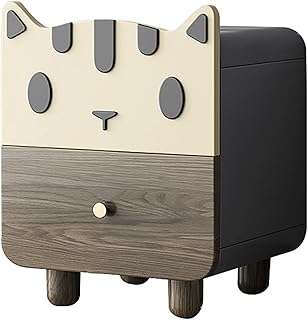 Bedside table tables brown bedside table with 2 drawers, cat -shaped bedside table, storage cabinet for child's room, ecological panel, 15.7.. DIAYTAR NIGERIA brings the market to your fingertips with affordable prices and swift delivery services.