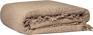 GLORY SEASON 100 % cotton sofa cover with fringes, soft and hot cover for sofa, bed, living room decoration, size 50 x 60 inches, latte brown.. DIAYTAR NIGERIA: Your affordable gateway to thousands of products delivered promptly nationwide.