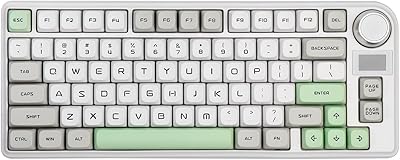 Ipomaker Th80-X mechanical game keyboard with 75 % three-modes design with 8,000 mAh battery, LCD screen, silicone cushion, NKRO, RVB for desktop, Windows and Mac (Gray, Flamingo button).. Enjoy the simplicity of shopping with DIAYTAR NIGERIA, offering vast choices delivered in just 5-8 days.