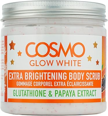 Cosmo Glow White Skin 475 ml lightening corporal scrub | Glutathione and papaya extract | Makes the skin softer | Sweetness | Sweet and radiant | unisex.. Click, pay, receive — DIAYTAR Nigeria makes online shopping seamless.