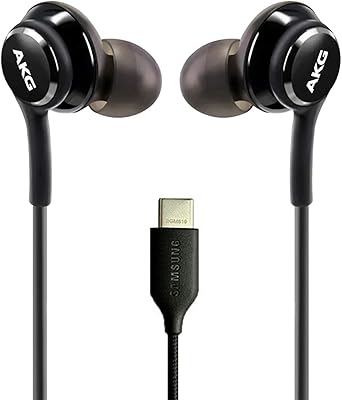 Stereo headphones Allo Gear 2022 for Samsung Galaxy Note 10, note 10+, Galaxy S10, S9 Plus, S10E - Designed by AKG - braided cable with microphone, audio remote control and type -C C connector - Black.. DIAYTAR NIGERIA makes quality accessible with our affordable prices and dependable delivery service.