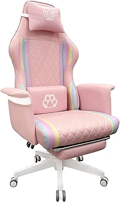 Gaming chair with footrests, racing office chair, tiltable ergonomic video game chair, adjustable armrest, high back sports chair with headrest and lumbar support (pink).. DIAYTAR NIGERIA: Your partner in affordable online shopping with reliable 5-8 day shipping nationwide.