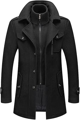 2022 new mixed wool coat for men fall winter united color resistant cold coat in casual wool with double collar for men (color: black, size: asian xxxl).. DIAYTAR Nigeria delivers happiness in 5–8 days, no matter what you buy.
