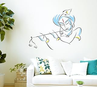 Mural Sticker Lord Krishna (vinyl, 49x4x4 cm).. DIAYTAR Nigeria: Discover more, spend less, and enjoy delivery within 5–8 days.