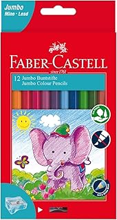 Faber Castell Jumbo color pencils, 12 colors + pencil tail in a cardboard box, multicolored, 111622, classic.. You choose it, we deliver it — DIAYTAR Nigeria makes shopping easy.