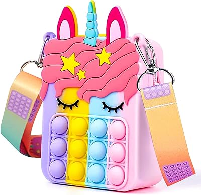 Castowave Colorred Shore Bag Unicorn Fidget, Pop Handbag 'N for Women and Girls, Small silicone shoulder bag to relieve stress.. DIAYTAR NIGERIA connects your desires with reality through our affordable e-commerce platform and quick delivery.