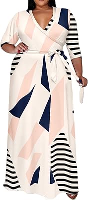 Large long floral dress for women, 3/4 -sleeved dress with belt.. Experience shopping without limits at DIAYTAR NIGERIA, where affordability meets convenience in just days.