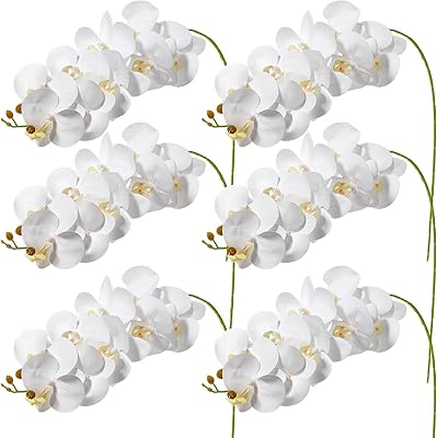 Jexin 38 "White artificial orchid flowers, 6 phalaenopsis rods in artificial latex with real touch, artificial phalaenopsis flowers, artificial orchid flowers, stems for the house or the wedding.. DIAYTAR NIGERIA makes quality accessible with low prices and reliable 5-8 day nationwide delivery.
