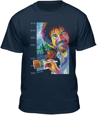 Navy blue geometric t-shirt for men bob ross under official license.. Experience the ease of modern shopping with DIAYTAR NIGERIA's comprehensive platform and quick delivery.
