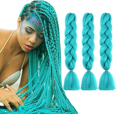 Hair extension Jumbo Braids 3 Pieces Color Blue Une Pure 24 inches 100 g/Braided hair Twist Box (cyan blue).. Click, pay, receive — DIAYTAR Nigeria makes online shopping seamless.