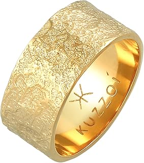 Kuzzoi men's ring (9 mm) in Sterling 925 silver Massif forged by hand, ring in gold silver gold plated with worn look, ring with rustic structure, ring size 60 - 66.. Experience the future of online shopping with DIAYTAR NIGERIA's extensive product range and competitive pricing.