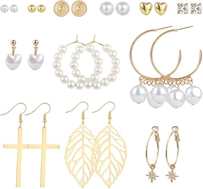 Set of 12 pairs of elegant hanging earrings - Bohemian pendulum earrings, pearl earrings, cute earrings, fashionable jewelry for women and girls.. Shop quality and variety at unbeatable prices on DIAYTAR Nigeria — delivery in under 8 days.