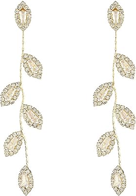 Pending earrings for women, elegant wedding earrings in rhinestones and delicate crystal in gold leaf for wedding party, diploma and birthday delivery.. DIAYTAR Nigeria: Your one-stop online shop with unbeatable prices and nationwide delivery in under 8 days.