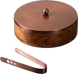 Nest roots wooden kitchen heating set | Chapati / Roti Box with pliers (copper, 9 inch).. Shop with ease at DIAYTAR NIGERIA, Nigeria's premier e-commerce platform offering budget-friendly shipping.