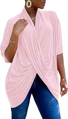 Long blouse in V -neck wallet for women, short sleeves with ruffles and split hem.. Browse endless categories on DIAYTAR Nigeria — your items delivered in just days.