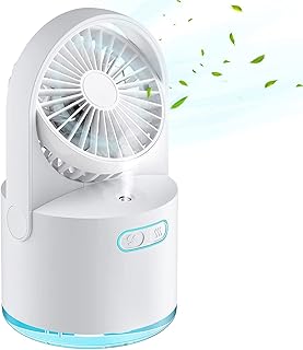 Arab Personal Table Fan with 300 ml water tank fan, rechargeable 7 -colored night light with 3 wind speeds for the house, the office and the campsite (white).. Your daily needs delivered to your door — DIAYTAR Nigeria style.