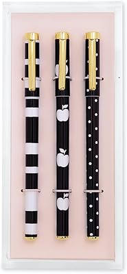 Set of 3 Pens with Fine Kate Spade New York, black ink pens with acrylic office organizing tray, points and lines.. No stress, no delays — DIAYTAR Nigeria is your trusted shopping partner.