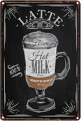 Retro black vintage metal plate Original for Latte coffee | Decorative wall sticker for bar/kitchen/coffee area.. DIAYTAR NIGERIA delivers more than purchases - we deliver affordable shopping solutions within the week.
