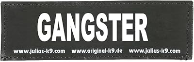 Julius-K9 real interchangeable patches, 162lr-k-35947, size: small, black label with white fluorescent text, 1 pair, gangster.. Shop confidently with DIAYTAR NIGERIA's vast product range and budget-friendly nationwide shipping.
