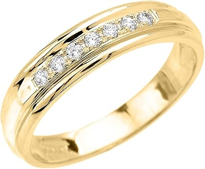 Wedding band in 10 carat yellow gold with 1/5 CTTW diamonds for men and women (color k-m, clarity i1-i2).. Discover endless shopping possibilities at DIAYTAR NIGERIA, with budget-friendly prices and reliable delivery.