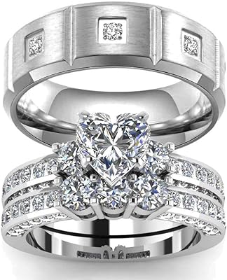 Set of alliances Two rings for him, couples and women, 10 carat white gold, heart filled with CZ, sets of titanium alliances for men.. Looking for trendy fashion, home essentials, or electronics? DIAYTAR Nigeria has it all and delivers within days, not weeks.