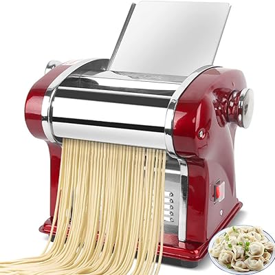 Electric pasta machine, domestic automatic noodle press, for spaghetti/noodles/meat skin, output 5 kg/h, 0.3 ~ 4 mm adjustable thickness on 6 levels, stainless steel, user -friendly for beginners, 3 blades.. DIAYTAR NIGERIA revolutionizes online shopping with competitive prices and reliable 5-8 day delivery.