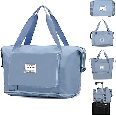 Large foldable travel baggage in oxford fabric, light and foldable travel bag, extendable portable travel bag with dry and humid separation for plane, blue.. DIAYTAR NIGERIA: Connecting Nigerians with their needs through our affordable and diverse marketplace.