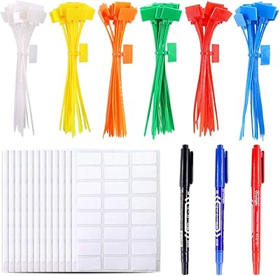 Glarex 150 Pieces 6 Colors Ethernet Labels 6 inch Autoblocious Nylon Cable Endsaps with 3 markers and 288 pieces of white cable labels for the house and the desktop.. Experience the convenience of one-stop shopping with DIAYTAR NIGERIA's diverse and affordable marketplace.