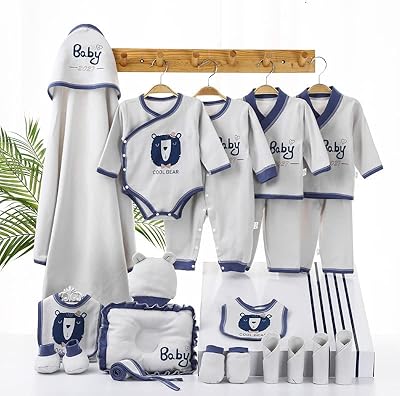 Newborn gift box for boys and girls, 20 pieces, clothing and accessories for newborn, superior quality cotton body, with cuddly belt, bib, gloves, saliva towel and pillow.. Shop with intention at DIAYTAR NIGERIA, offering thousands of products delivered nationwide in days.