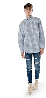 TOPLOOK LONDON OXFORD Men's checkered shirts, long-sleeved, classic cut, 100 % cotton, ideal for semi-formal use.. DIAYTAR NIGERIA makes quality accessible to all with our affordable prices and quick delivery service.
