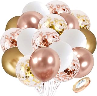 60 latex balloons with 12 "metallic pink gold confetti with ribbon of 33.. DIAYTAR NIGERIA: Bringing quality products to every Nigerian home at prices everyone can afford.