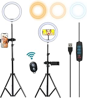 10 "light ring with 67" adjustable tripod, LED light ring for selfie with mobile phone support for live broadcast/make -up/youtube/tiktok/photography/blogging, compatible with iPhone and Android.. DIAYTAR NIGERIA brings online shopping to every Nigerian with affordable prices and reliable shipping.