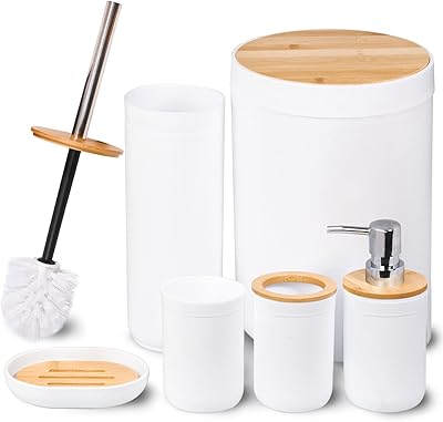 Set of Bamboo Bathroom Accessories Serpur 6 rooms.. Experience the power of choice with DIAYTAR NIGERIA's extensive catalog and reliable delivery service.