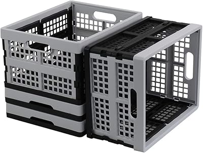 Stacvable and foldable plastic breast box qq bean 34 l, black and light gray, pack of 4.. Why shop anywhere else? DIAYTAR Nigeria has it all and delivers fast.