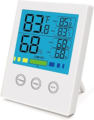 Douki ki thermohygrometer with comfortable electronic touch screen with high and low temperature, white (color: white).. More than a store — DIAYTAR Nigeria is your shopping partner.
