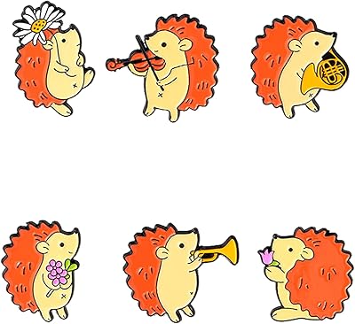 6 cute pins in enamel hedgehog, metal, without precious stones, metal, without precious stones.. Shop efficiently from anywhere with DIAYTAR NIGERIA's comprehensive platform and quick delivery options.