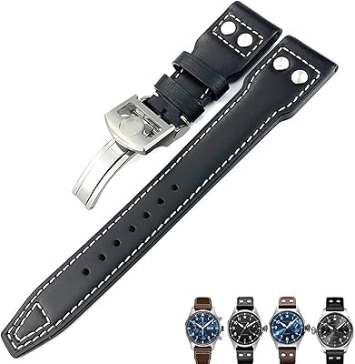 Janyu leather watch bracelet for men for iWc pilot mark portogiser Portofino size 20 mm 21 mm 22 mm black brown watch strap for men.. DIAYTAR NIGERIA: Bringing affordable shopping solutions with a diverse product catalog delivered nationwide.