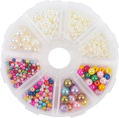 Round pearls GRABMANTRA, 1150 pieces of shiny scattered satin pearls for bracelets, earrings, necklaces and manual work 2/4/6/8 mm (multicolored and broken white).. DIAYTAR NIGERIA: Connecting Nigerians with affordable products through our expansive e-commerce platform.