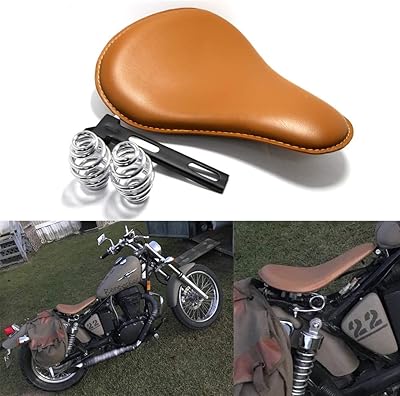 Simple motorcycle seat in personalized brown leather with spring for Harley Davidson Sportster XL 1200 883 48 Bobber and Yamaha Kawasaki seats.. DIAYTAR NIGERIA: Where shopping is easy, prices are low, and delivery is just days away.