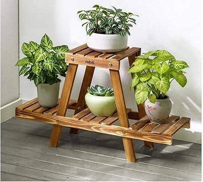 Rubik wooden flower pot support for house decoration, porch, living room (75 x 26 x 45 cm).. Discover the convenience of DIAYTAR NIGERIA's vast product range delivered affordably in 5-8 days.